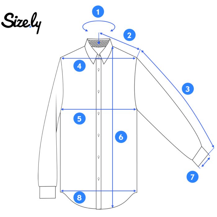 Men's dress shirt size measurements