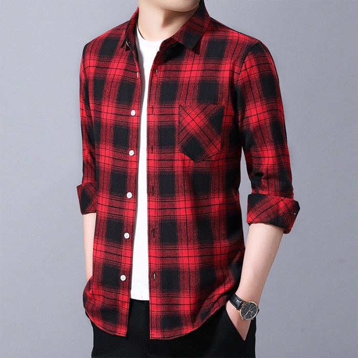 Mens red plaid dress shirt