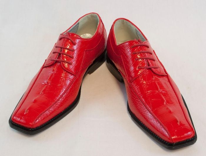 Red and white men's dress shoes