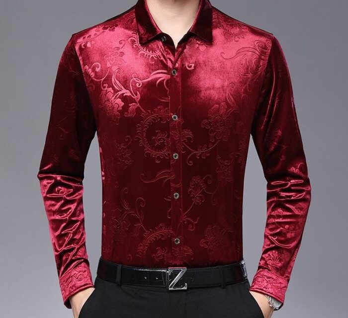 Red Velvet Dress Shirt Mens Stylish and Sophisticated Attire for Men